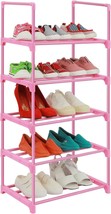 5-Tier Small Kids Shoe Rack Organizer,Lnyzqus Full Pink Toddler Shoe Shelf Shoe - $31.99