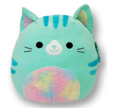 VERY RARE BNWT Squishmallows Corinna Cat 16 Inch Plush - Teal with Rainbow Belly - £79.01 GBP