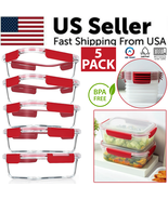 5 Pack Stackable Food Storage Containers Airtight &amp; Leakproof Set Snap L... - $398.28 MXN+