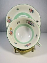 Cup and Saucer Noritake Japan Mint Green Flowers Scallop Edges with Stand. - £4.64 GBP