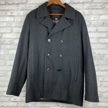 Calvin Klein Double Breasted Peacoat Size Small Black Wool Blend - £20.24 GBP