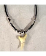 12 LARGE SHARK TOOTH ROPE NECKLACE w SILVER BEADS JL448 sharks teeth jew... - $32.57 CAD