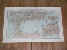1929 MAP OF SOUTHERN SPAIN ANDALUSIA SPANISH MOROCCO AFRICA TANGIER GIBR... - $24.67