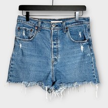 LEVI’S Ribcage Shorts Denim Jean Distressed Button Fly Cutoffs Size 31 - $39.00