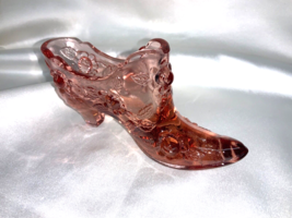 Fenton Art Glass Cabbage Rose Pink Slipper Shoe  - £18.77 GBP