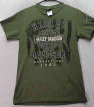 Harley Davidson Tee Shirt Men&#39;s Small Green Roswell Short Sleeve Logo Motorcycle - £19.62 GBP