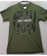 Harley Davidson Tee Shirt Men&#39;s Small Green Roswell Short Sleeve Logo Mo... - £19.72 GBP