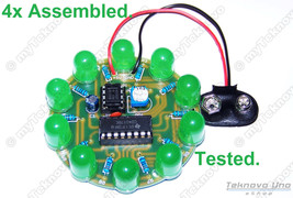 4x ASSEMBLED Round JUMBO Green LED Chaser Scroller KIT NE555 CD4017 - USA - £28.69 GBP