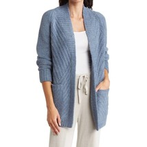 NWT Womens Size XS Barefoot Dreams Blue CozyChic Directional Ribbed Cardigan - £50.85 GBP