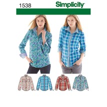 Simplicity 1538 Women's Button Up Shirt Sewing Patterns, Sizes 14-22 - £14.95 GBP