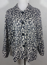 Erin London Womens Jacket Large Animal Print Button Down Multi Color Poc... - $19.99