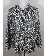 Erin London Womens Jacket Large Animal Print Button Down Multi Color Poc... - $19.99