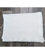 Vintage White Thermal Baby Blanket Waffle Knit Satin Nylon Trim Edge 48&quot;... - £35.34 GBP