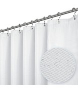 Waffle Weave Fabric White Shower Curtain  72” x 72” Water Repellent &amp; He... - £26.05 GBP