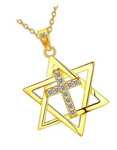 Jewish Star of David Pendant Necklace Celtic Cross Necklace - £51.99 GBP