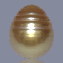 Oval Drop 11.7 x 13.9mm 13.5 Carats Deep Gold Philippines South Sea Pearl Loose - $46.28