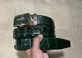 Size 40&quot; Genuine Green Hornback Alligator Crocodile Leather Belt Width 1.5&quot; - $69.99