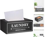 Elegant Farmhouse Dryer Sheet Holder: Contemporary Black Pine Storage So... - $29.65