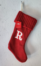 Target Wondershop Red Monogram Knit Christmas Stocking Initial &quot;R&quot; Red Lined - $37.99