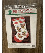 Vtg NIP Sunset 18024 Stocking Felt Applique Pesonalized Kit Elf Bear/ Wu... - €11,12 EUR