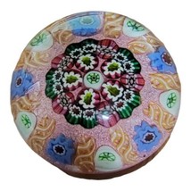 Early Paul Ysart Lampwork Flower &amp; Latticino Millefiori Garland Paperwei... - £364.41 GBP