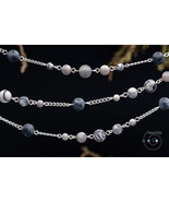 long boho necklace + choker with natural grey gemstones, handmade in USA... - $883.20 MXN