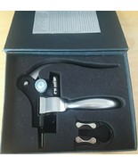 Leed&#39;s Wine Companion Bottle Corkscrew Opener Box Set Vintage Silver &amp; B... - $35.00