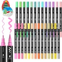 Versatile 28-Color Acrylic Paint Markers - Brush &amp; Fine Tip for All Crafts - $34.60