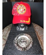 USMC Bulldog  Red Baseball Cap &amp; Billet Chrome Cigar Ashtray - $267.54 CAD
