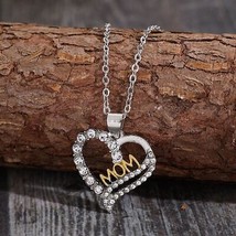 Alloy Inlaid Zircon Heart Pendant Necklace - £16.02 GBP
