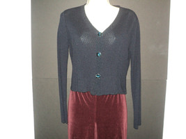 Martino Midali Cardigan Sweater Size 42 (Medium) Dark Navy Blue Made in ... - £46.01 GBP