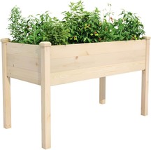 Raised Garden Bed 48.5X24.4X30 Inch, Elevated Wood Planter Box, Natural ... - £73.99 GBP