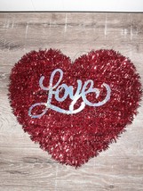 Valentine Love Red Heart Door Wall Hanging 13.5x12 Tinsel-BRAND NEW-SHIPS N 24HR - £12.90 GBP