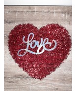 Valentine Love Red Heart Door Wall Hanging 13.5x12 Tinsel-BRAND NEW-SHIP... - £12.68 GBP