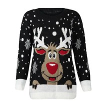 Christmas Reindeer Printed Sweater Women O-Neck Long Sleeve Autumn Winter Casual - £15.97 GBP
