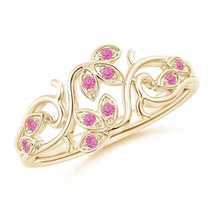 Authenticity Guarantee 
Angara Natural 1.3mm Pink Sapphire Fashion Ring in 14... - £503.81 GBP