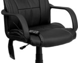 Mid-Back Ergonomic Massaging Black Leathersoft Executive Swivel Office C... - $186.92