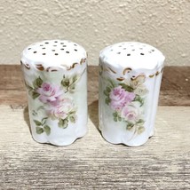 Rosenthal Continental Pink Roses Green Leaves Gold Scroll Salt and Pepper Shaker - £10.27 GBP