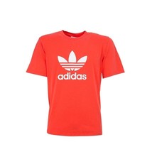NWT Adidas Men&#39;s XL stacked Trefoil logo tee shirt bright red (looks ora... - £17.45 GBP