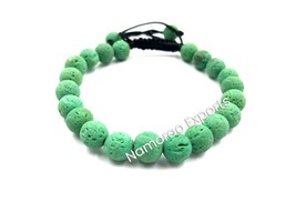 Dyed Light Green Lava 8x8 mm Round Beads Thread Bracelet TB-85 - £8.06 GBP