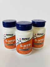 3 X NOW FOODS 5-HTP 50 mg - 30 Veg Caps - Exp 08/25 * supports positive mood * - $18.71