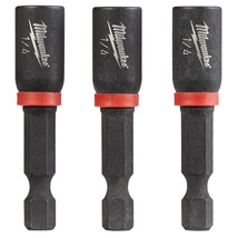 Milwaukee 49-66-4522 1/4&quot; x 1-78&quot; Shockwave Magnetic Nut Driver 3-Pack - £19.65 GBP