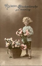 Boy, flowers, vintage, Art Deco postcard, Gifts Tinted, 1920 Circa, Vintage - $92.48 MXN