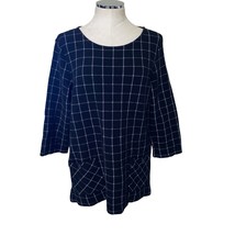 Coldwater Creek Black Windowpane Check Jacquard Knit Pocket Top Size Large - $32.00