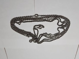 Vintage Long Silver Tone Swirl Design Clasp Chain Necklace, 68&#39;&#39; Length - £18.75 GBP