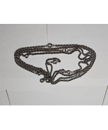Vintage Long Silver Tone Swirl Design Clasp Chain Necklace, 68&#39;&#39; Length - £18.60 GBP