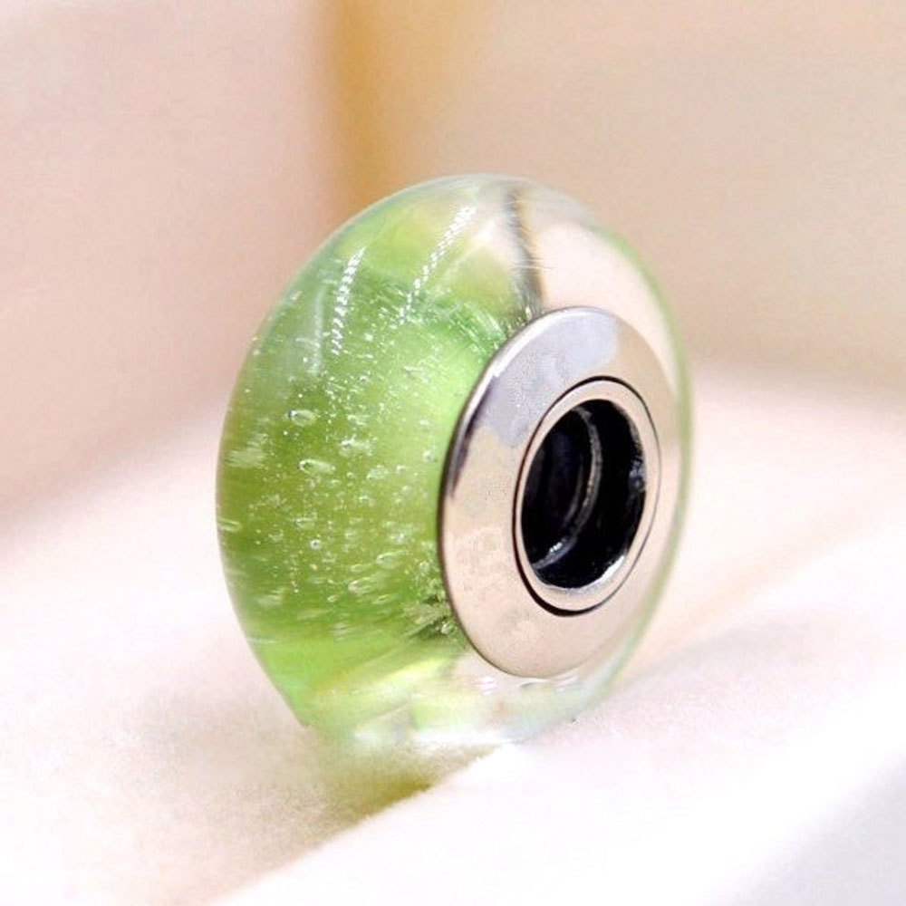 Disney Tinker Bell's Signature Color Murano Glass Charm Bead For Charm Bracelet