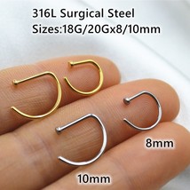 50pcs/Lot Surgical Steel Punk Open D Rings Nose Hoop Ring Nostril Studs Septum R - £46.74 GBP