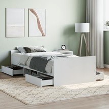 Bed Frame with Headboard and Footboard White 90x190 cm Single - £121.43 GBP