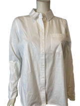 NWT Croft &amp; Barrow Petite White Long Sleeve Blouse Size PM - £19.06 GBP